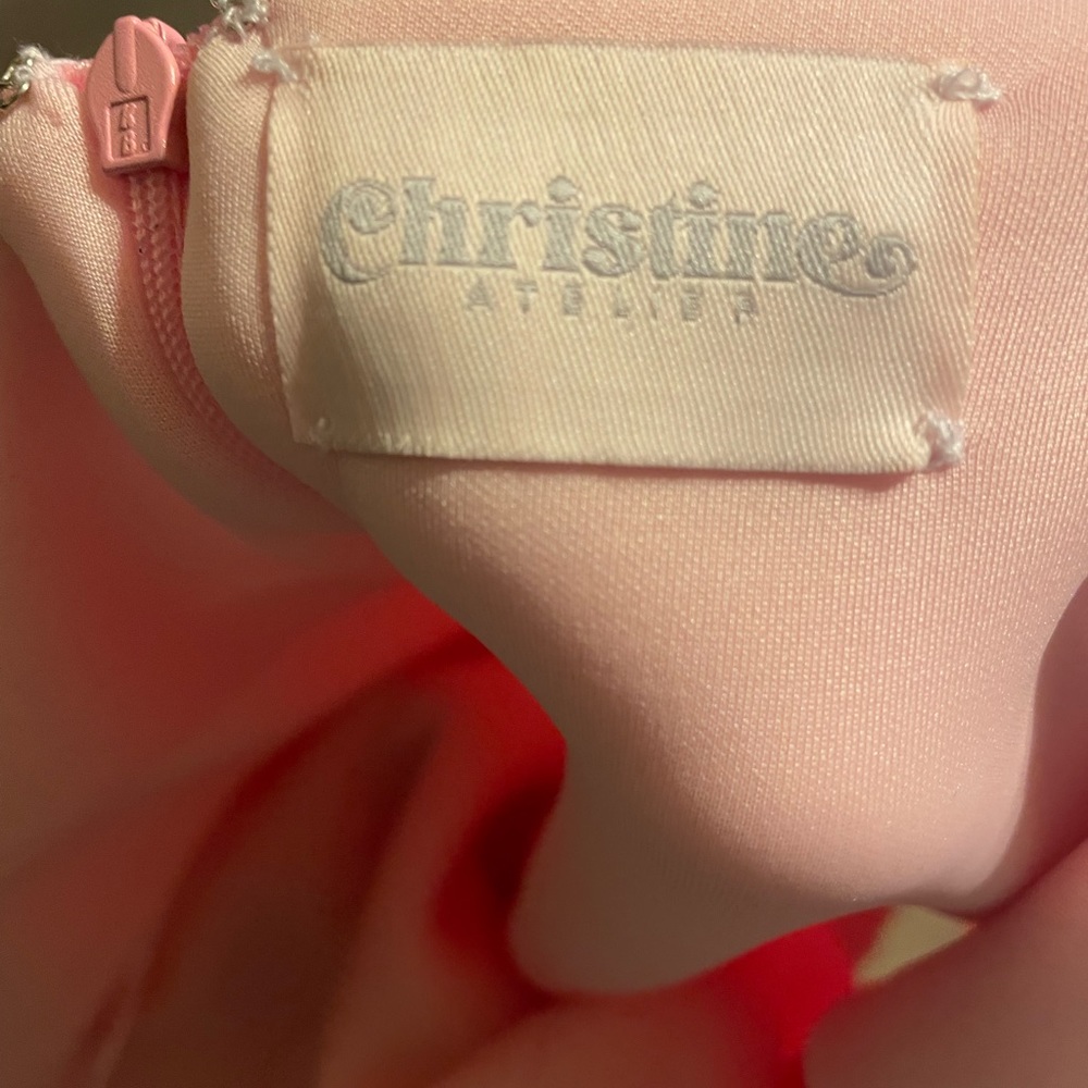 NWOT Christine Atelier custom made bow dress light pink and white SZ XXL - Picture 3 of 6